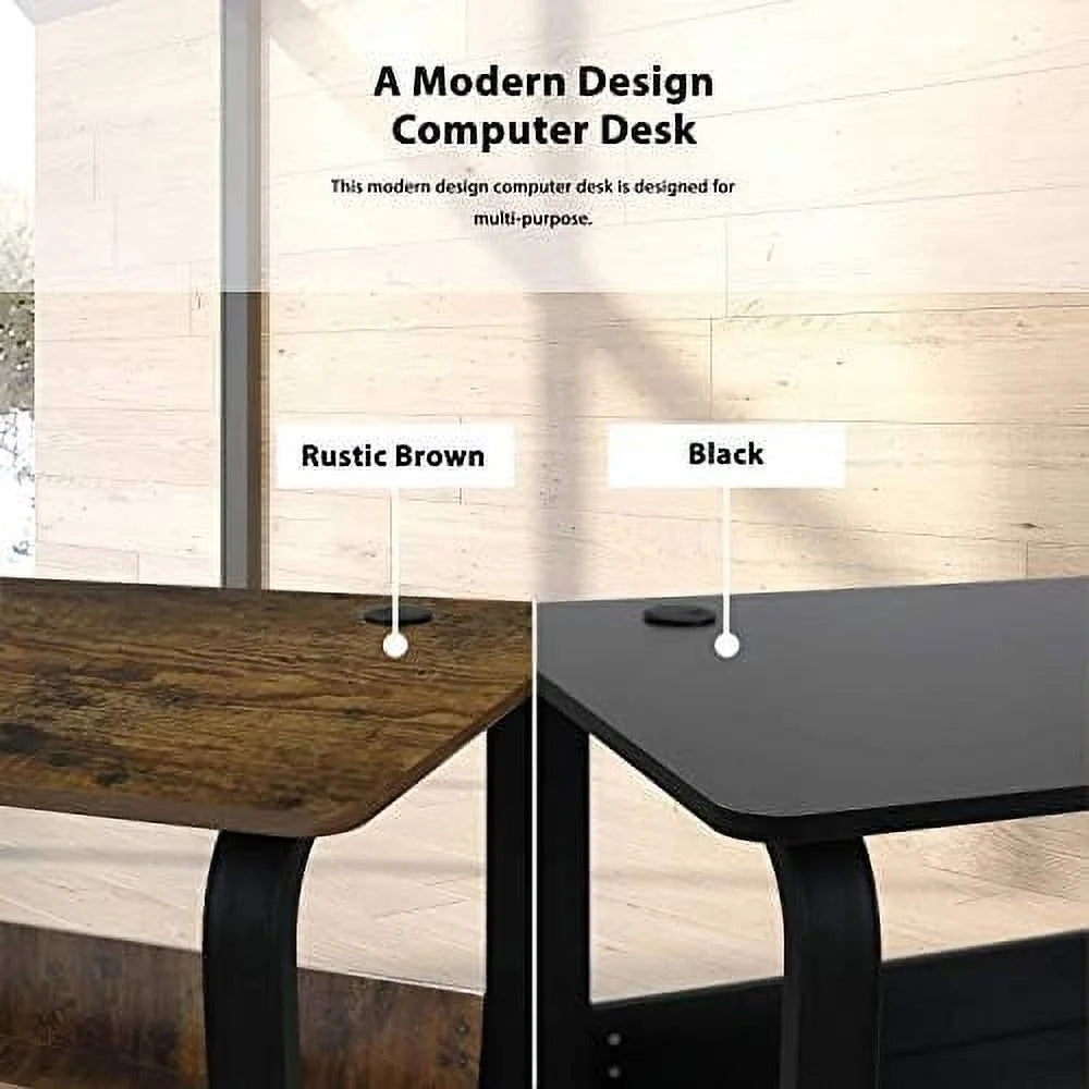 Computer Desk Home Office Work Station 55'' Rustic Wood Tone V55789