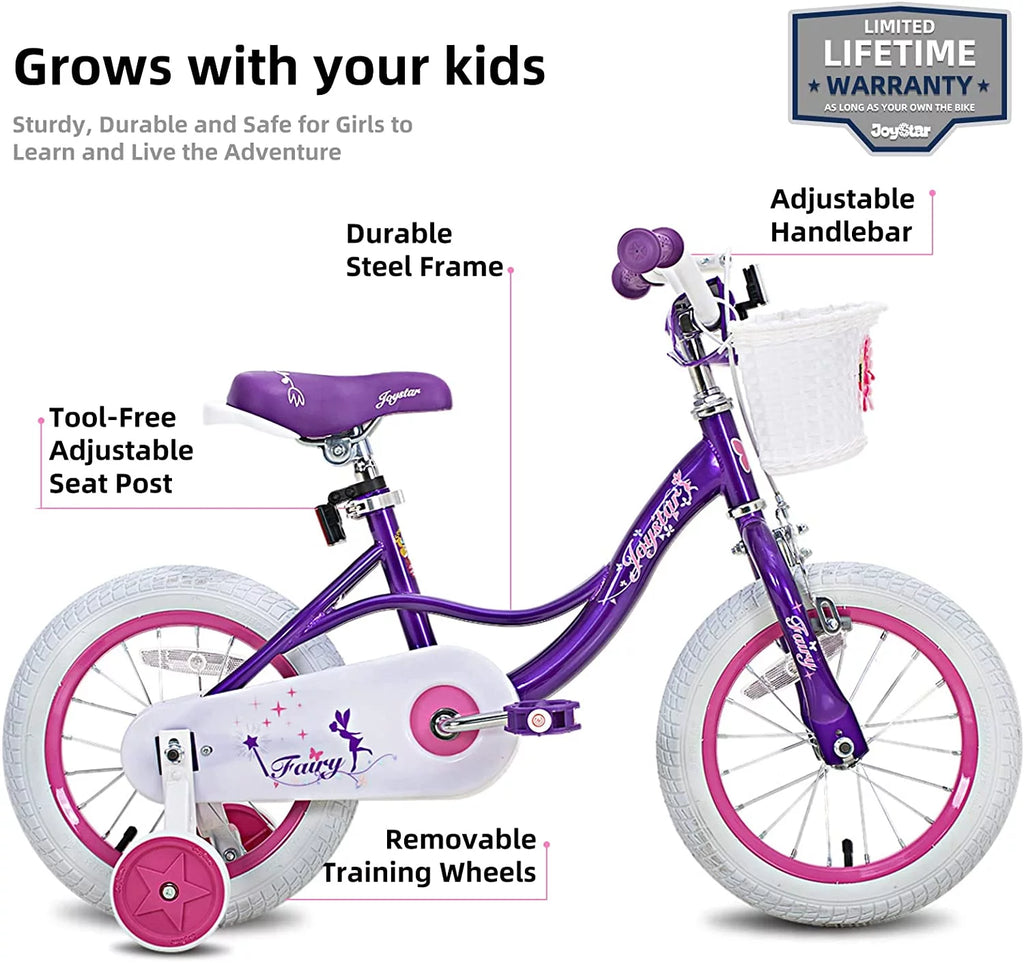 Pink 18 inch Kids Bike with Training Wheels Q513035