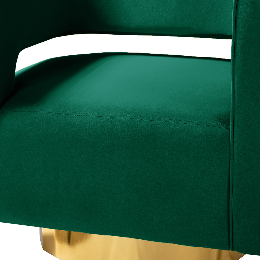 Green Velvet Swivel Accent Chair with Gold Metal Base D182364