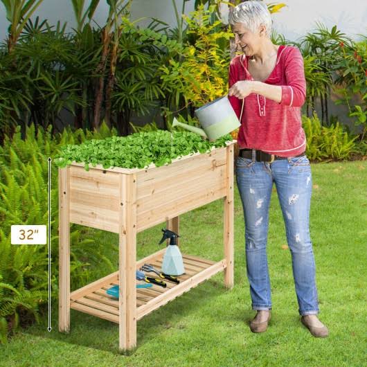 Raised Garden Bed with Storage Shelf J249