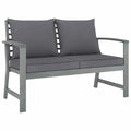 Dark Gray Cushion Solid Acacia Wood Patio Bench X25976