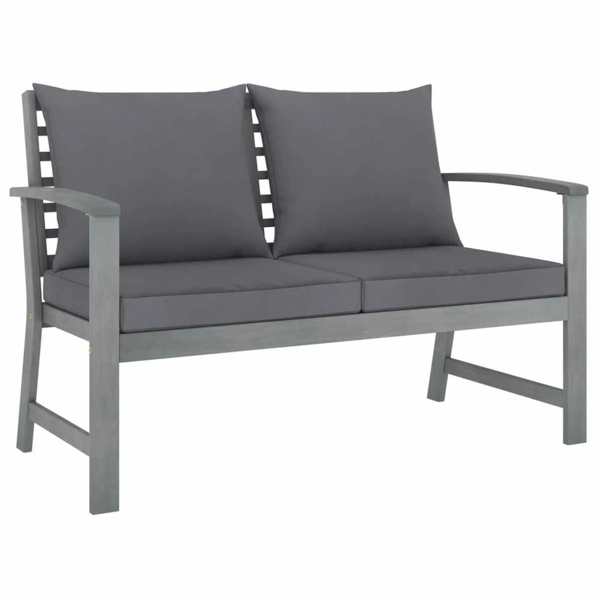 Dark Gray Cushion Solid Acacia Wood Patio Bench X25976