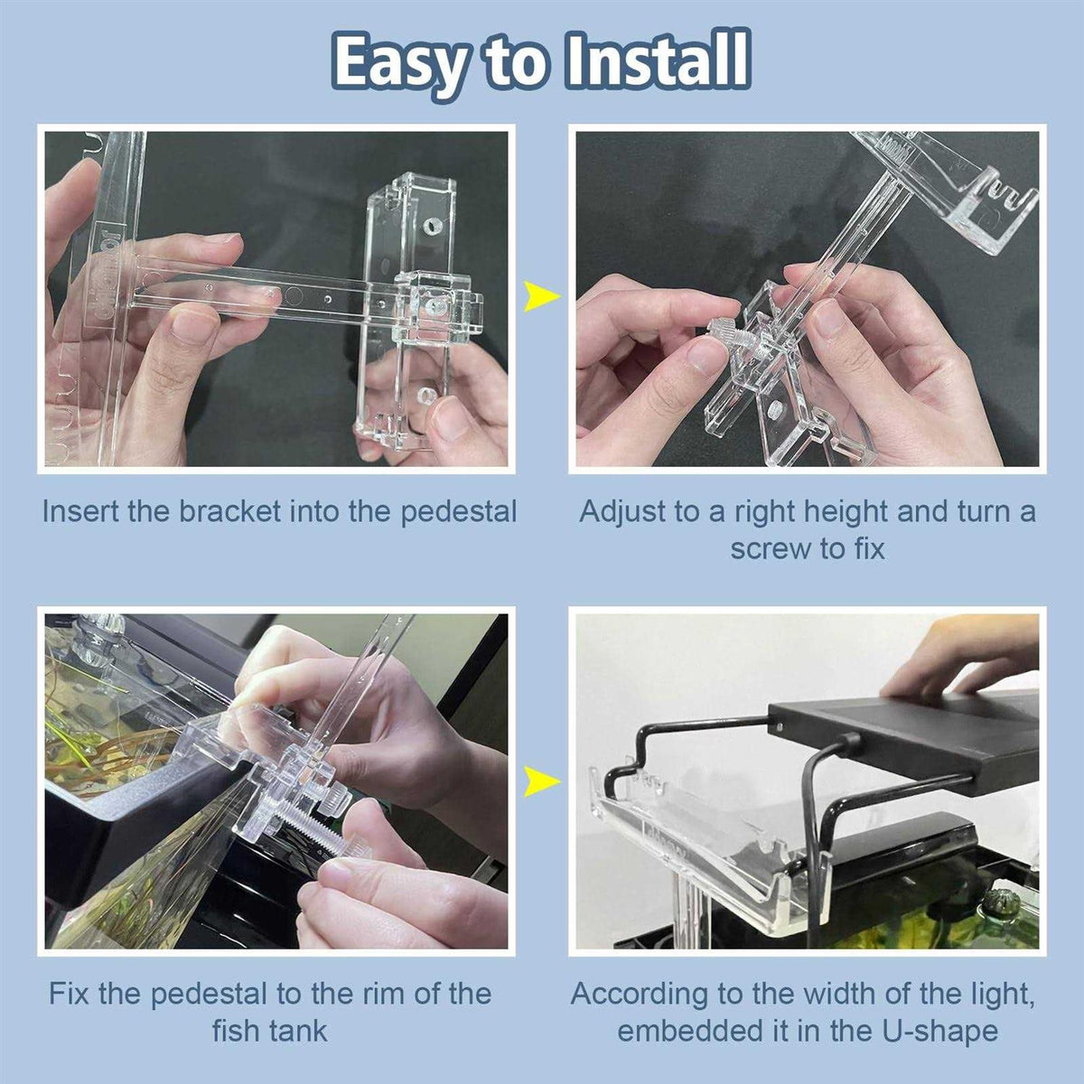 Adjustable Clear Acrylic Aquarium Light Riser 2pcs J716
