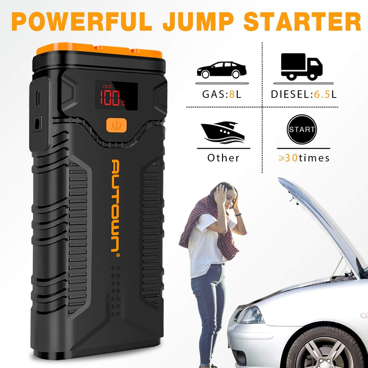 1000A Peak 21000mAh 12V Car Battery Charger with LED Light N836250