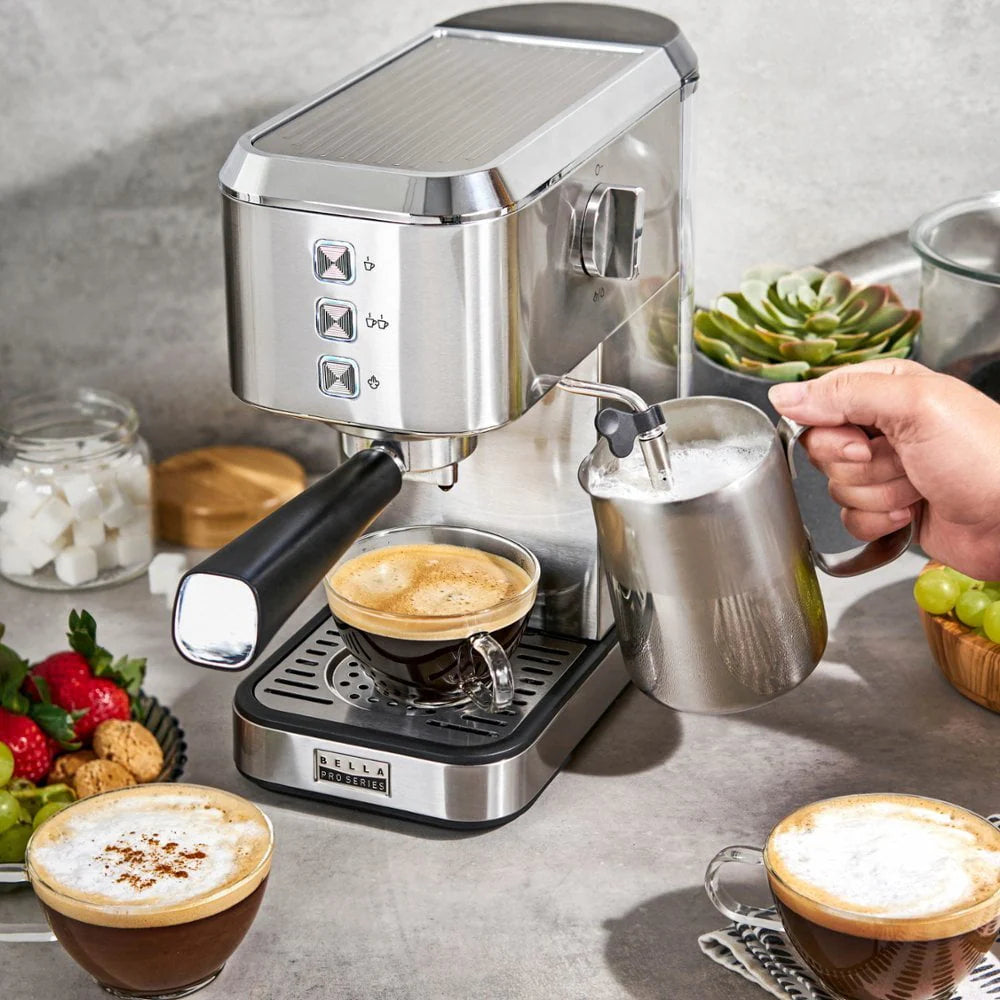 Slim Espresso Machine with 20 Bars of Pressure Stainless Steel P1638