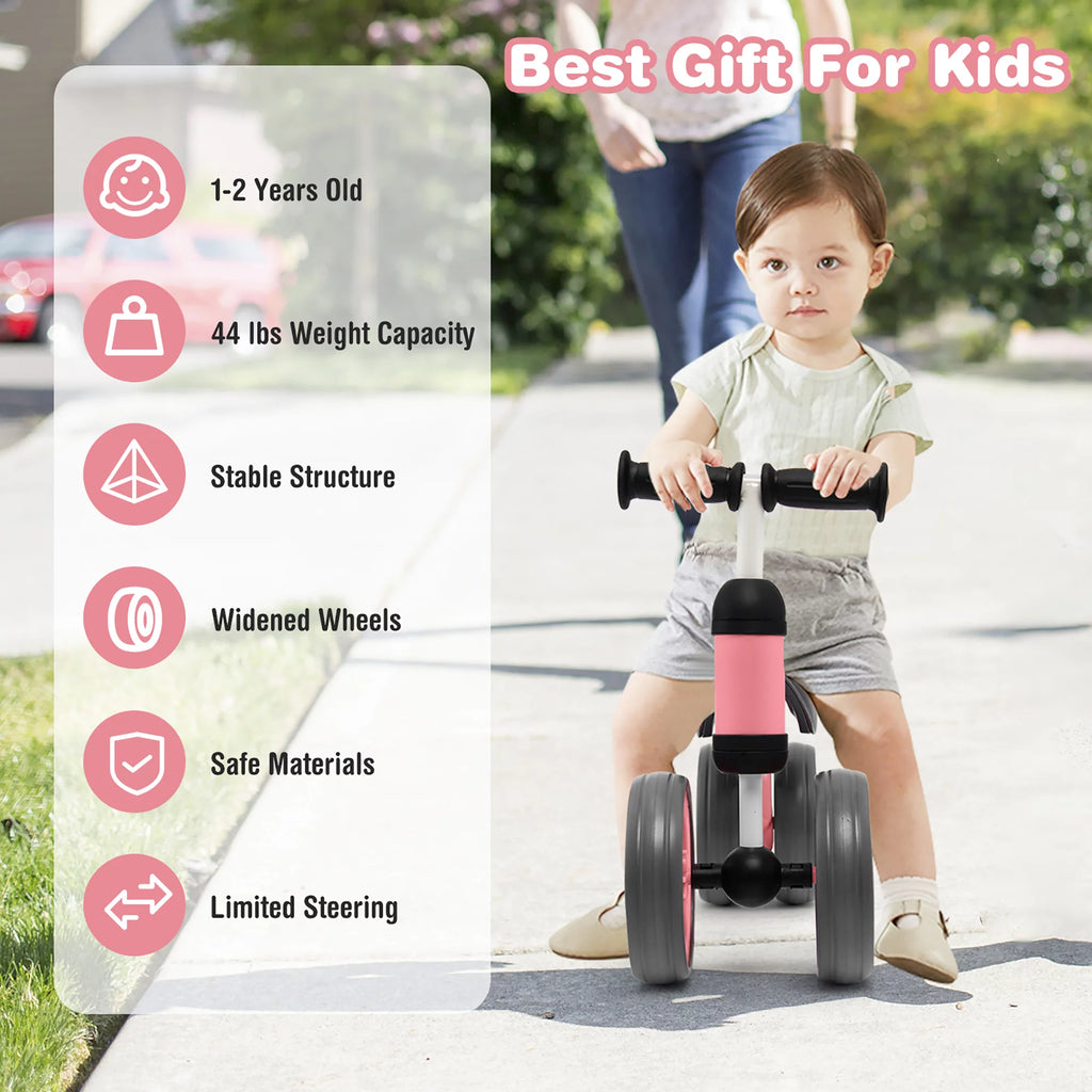 Pink 4 Wheels Baby Balance Bike U3481