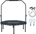 40 Inch Mini Fitness Trampoline with Bungee Cords Adjustable Bar Foldable E7953