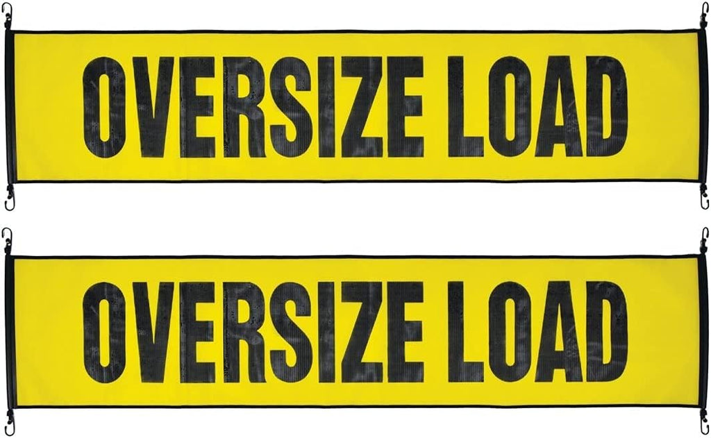 Oversize Load Banner with Heavy Duty Metal Hooks 18 Inch x 84 Inch Pack of 2 Z452687