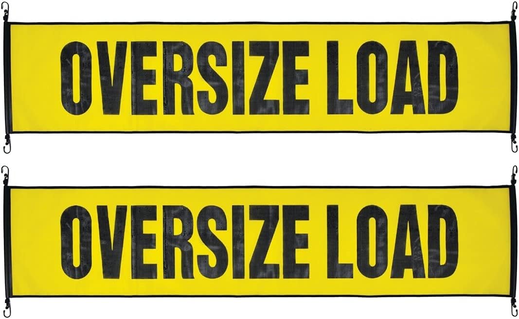 Oversize Load Banner with Heavy Duty Metal Hooks 18 Inch x 84 Inch Pack of 2 Z452687