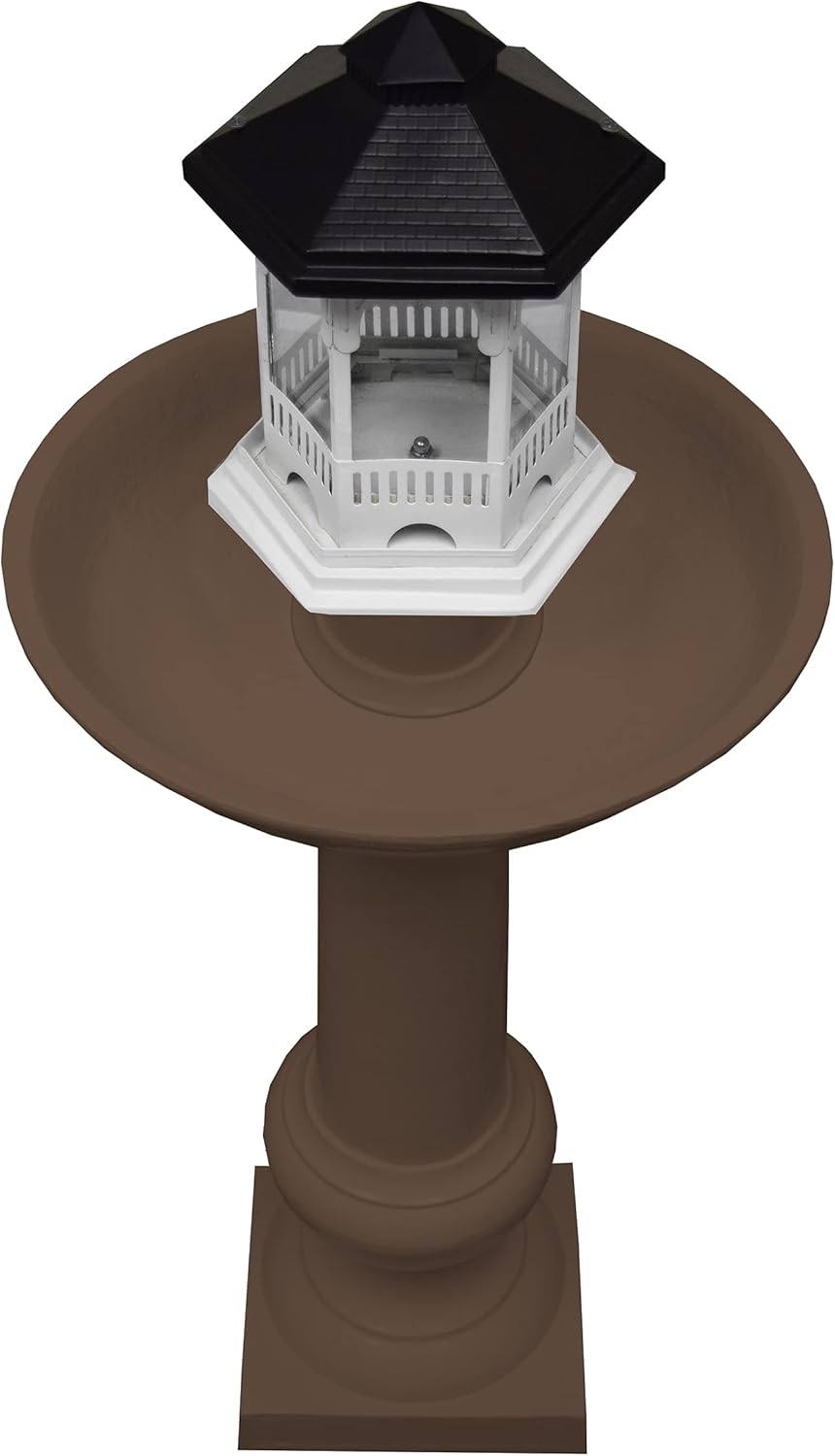 Brown Cast Aluminum Bird Bath and Bird Feeder Combo M8002