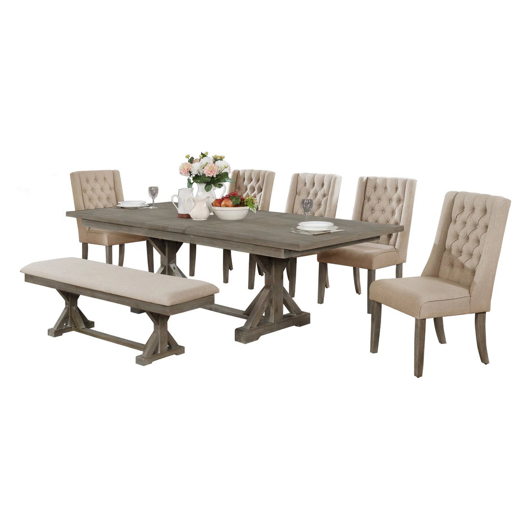 Gray Linen Dining Bench S459160