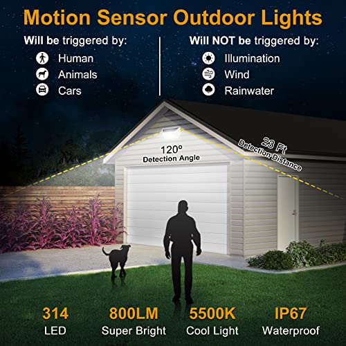 White Solar Outdoor Lights Motion Sensor IP67 Waterproof with 3 Lighting Modes Z839022