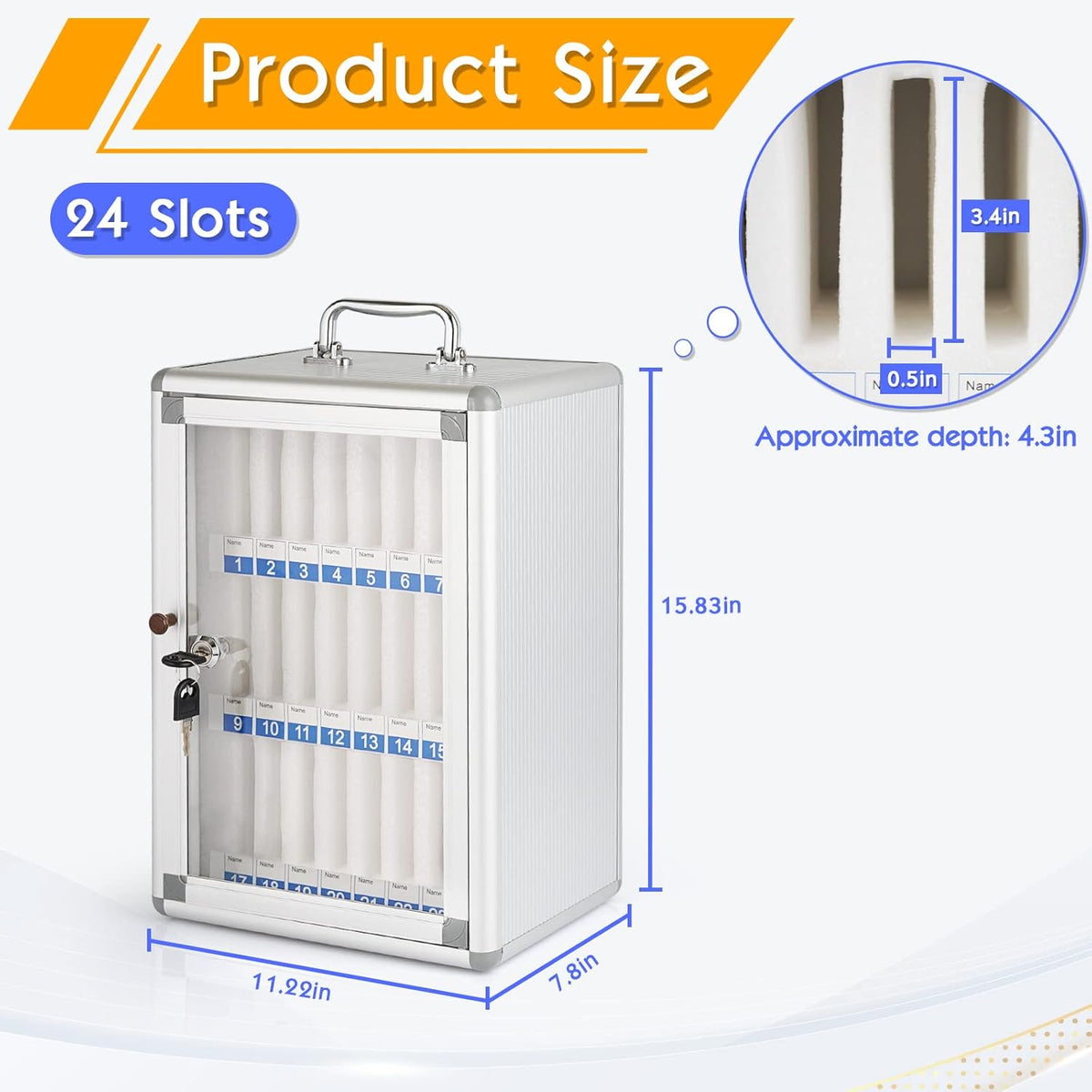 24 Slots Aluminum Alloy Pocket Chart Storage Cabinet E8134