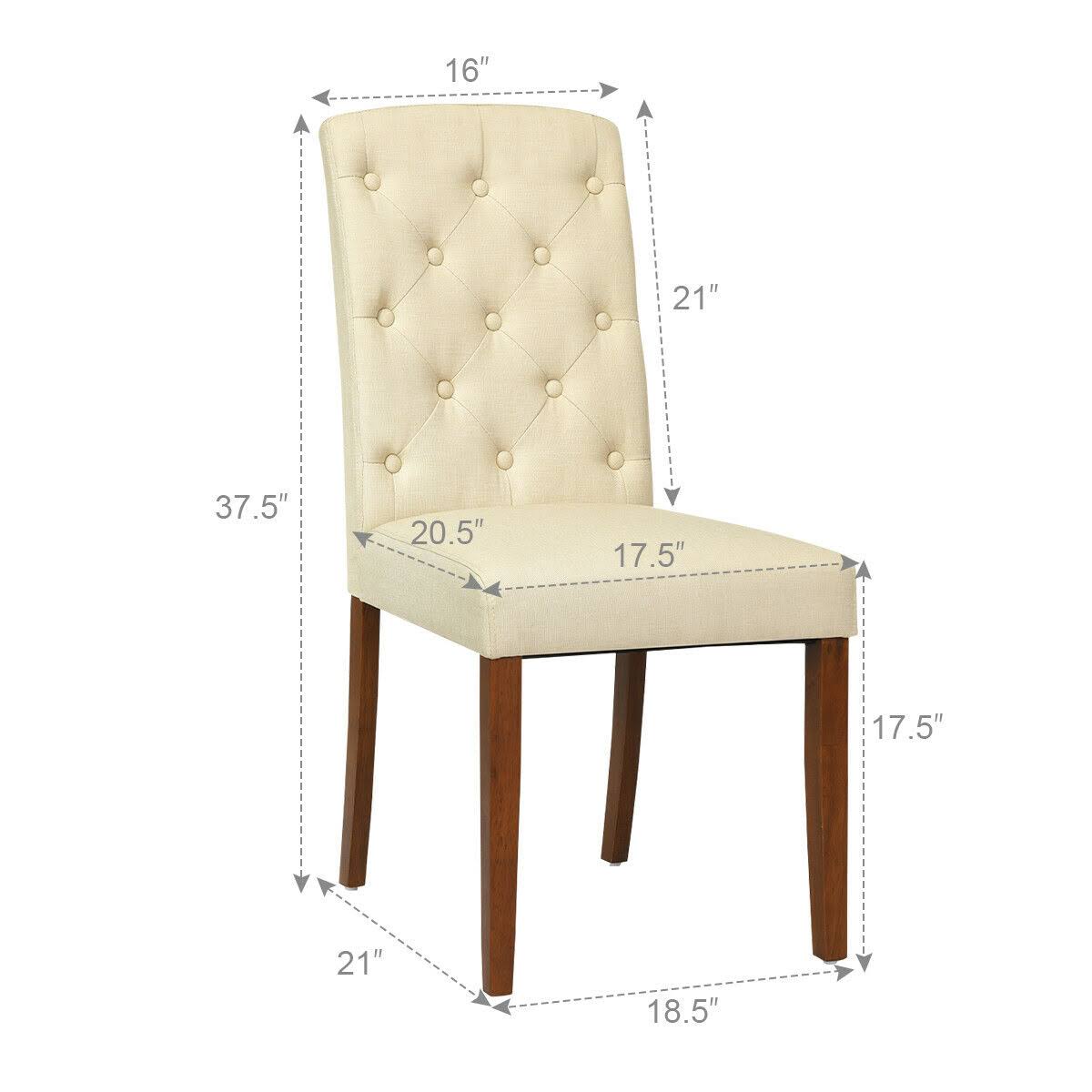 Beige Fabric Wood Accent Dining Chair Set of 2 P5217
