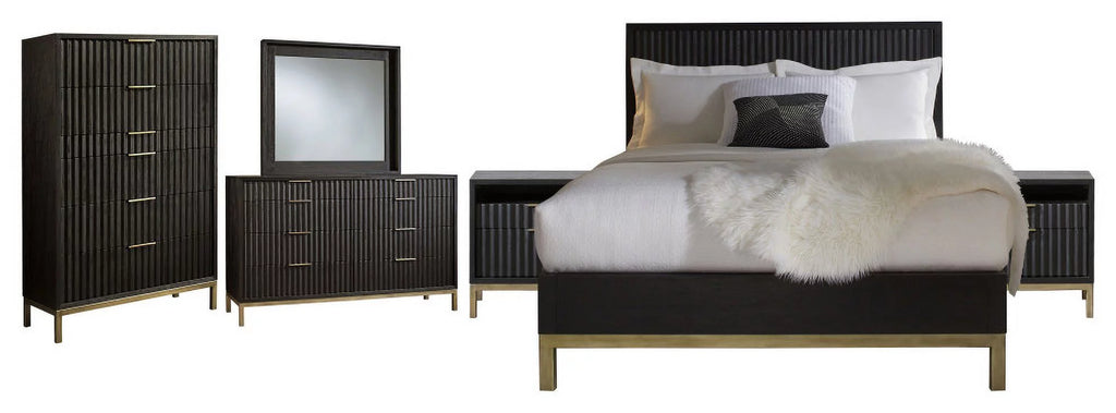 Black Drifted Oak 6 Piece Cal King Bedroom Set With Chest I945