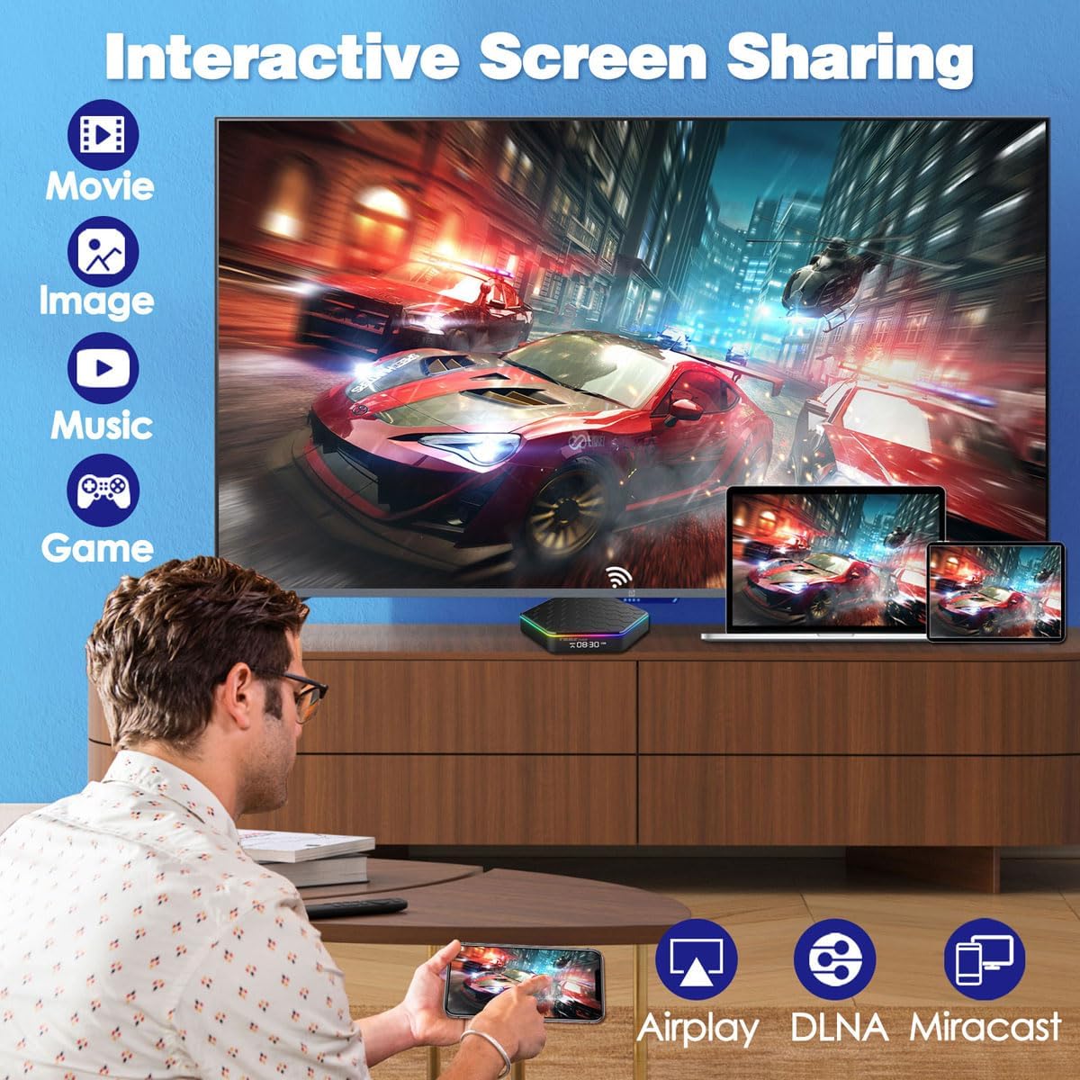 Android TV Box 4GB RAM 64GB ROM 6K 4K Wi-Fi 6 Bluetooth 5.0 USB H843