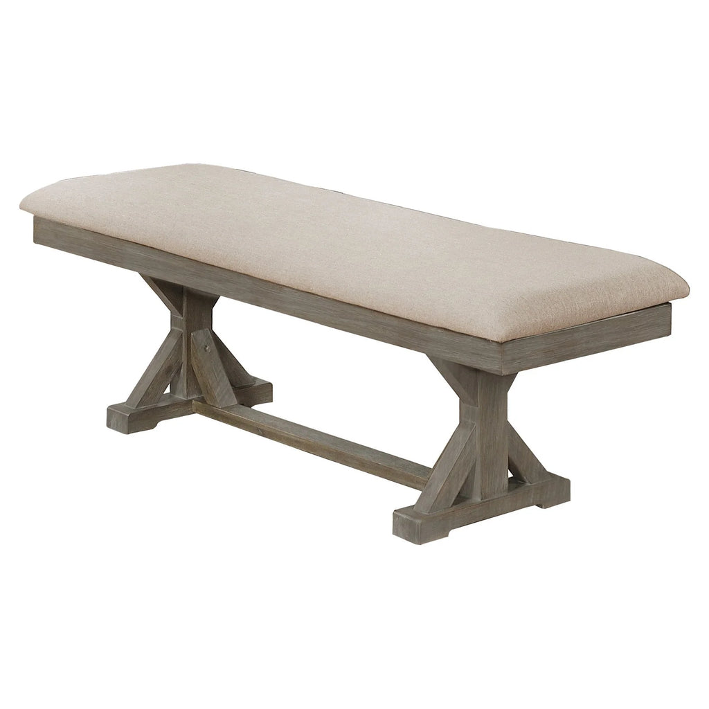 Gray Linen Dining Bench S459160