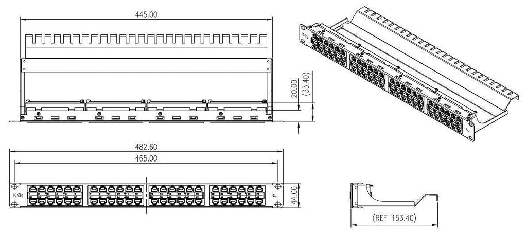 Shielded Cat6A 48 Ports High Density Patch Panel N23545