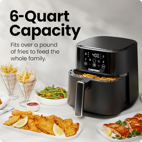 6 QT Compact Air Fryer with Touchscreen Controls and Nonstick Basket G6853