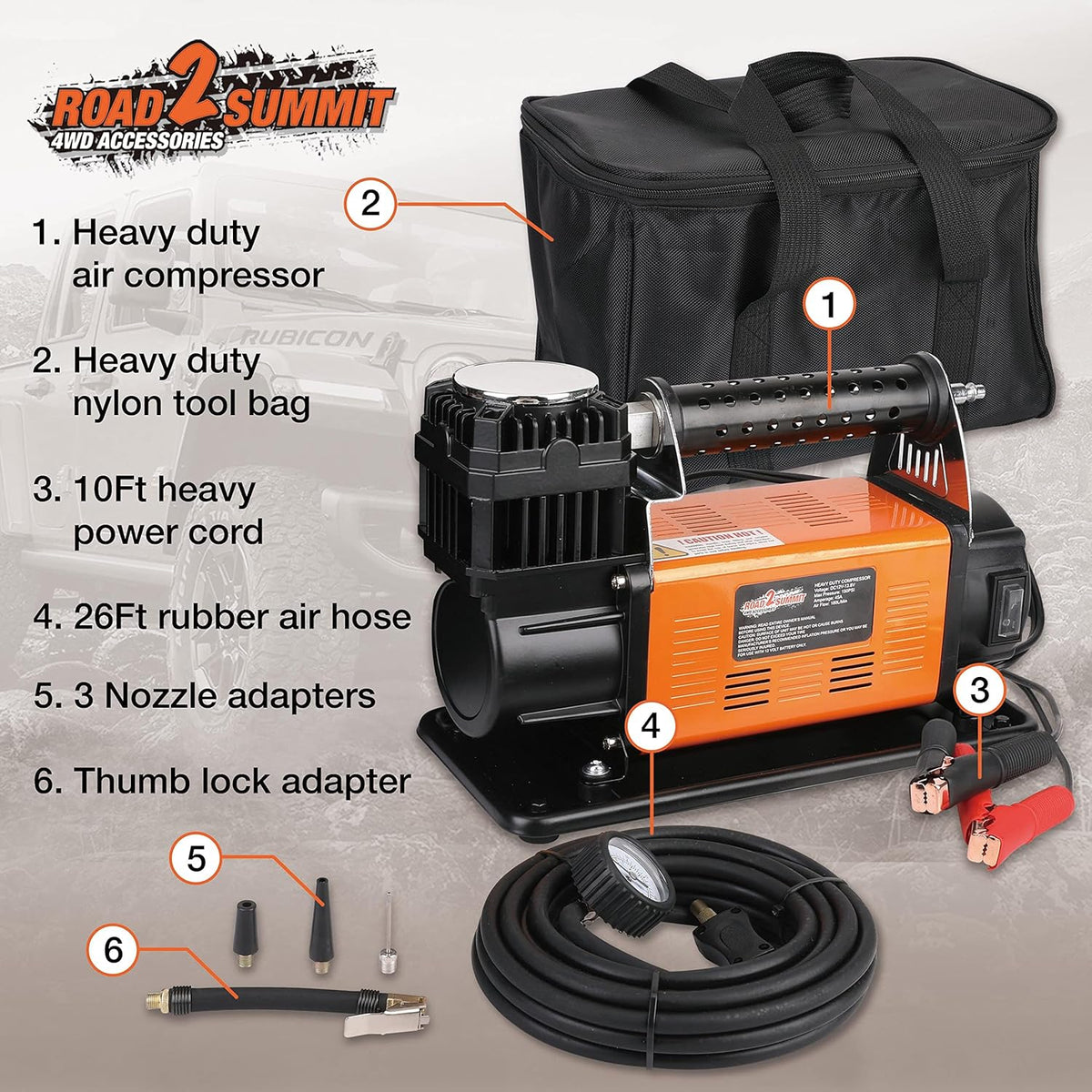 Heavy Duty Portable 12V Air Compressor Kit, Max 150PSI O6660