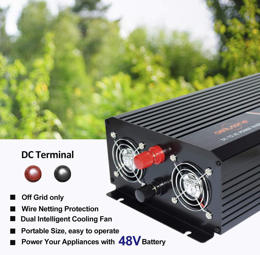 1500 Watt Pure Sine Wave Power Inverter 48 Volt DC to AC 110V 120V with LCD Display J571