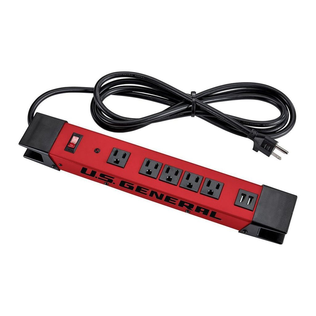 5-Outlet Magnetic Power Strip with Metal Housing and 2 USB Ports E353838