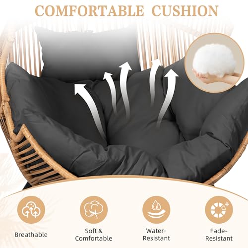 Oversized PE Rattan Wicker Egg Chair with Cushion P2051