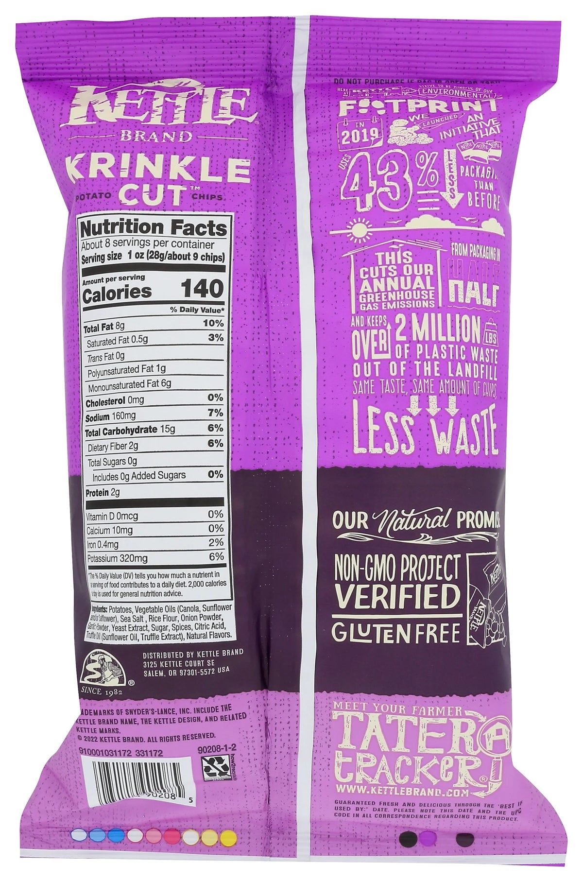 Kettle Cooked Potato Chips Truffle Oil and Sea Salt 7.5 Ounce Pack Of 12 D537