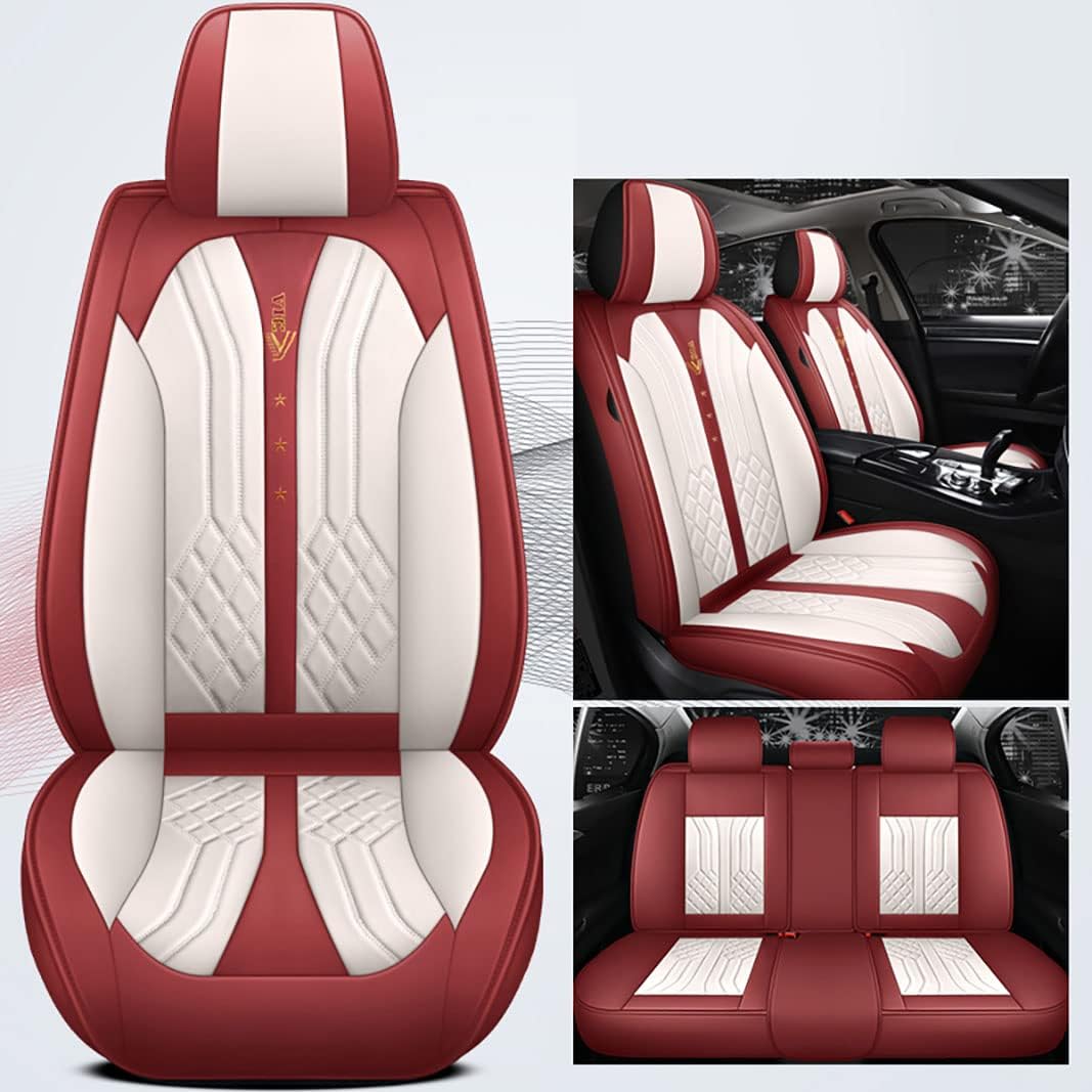 Black Red Synthetic Leather Car Seat Cover Set B9208
