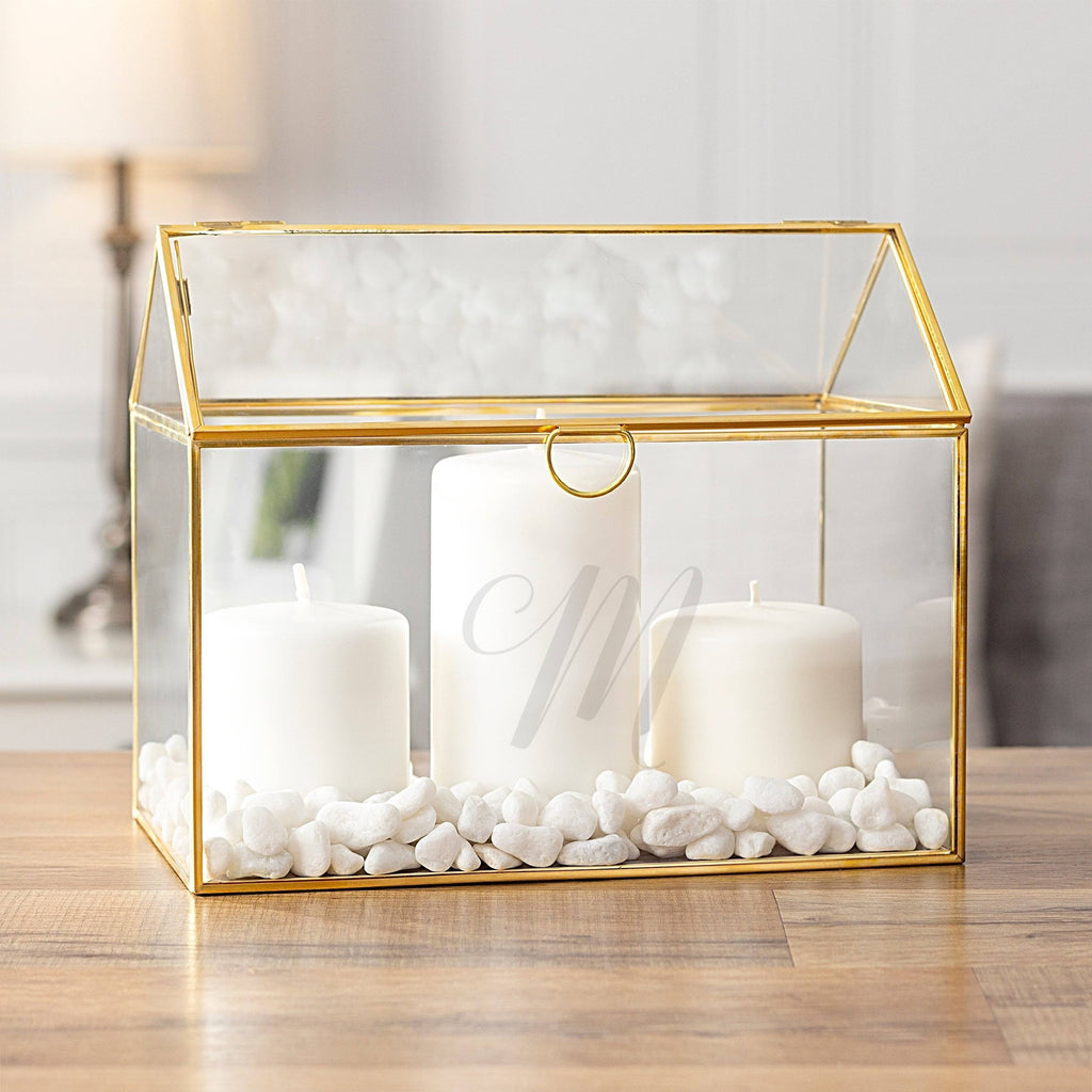 Gold Wedding Glass Terrarium Card Holder F499