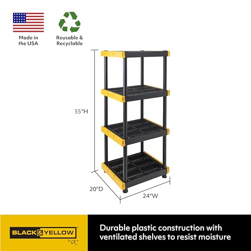 4-Tier Heavy Duty Plastic Storage Shelving Unit, 100lbs/shelf, 2 Pack M573