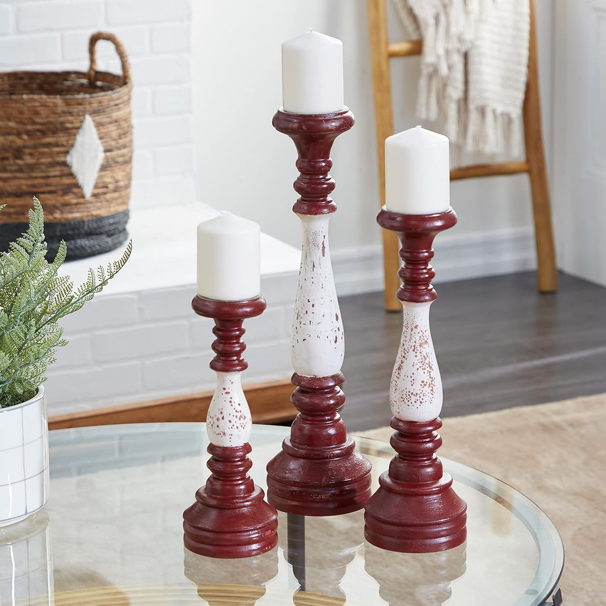 Set of 3 Silver Metal Candle Holder C41362