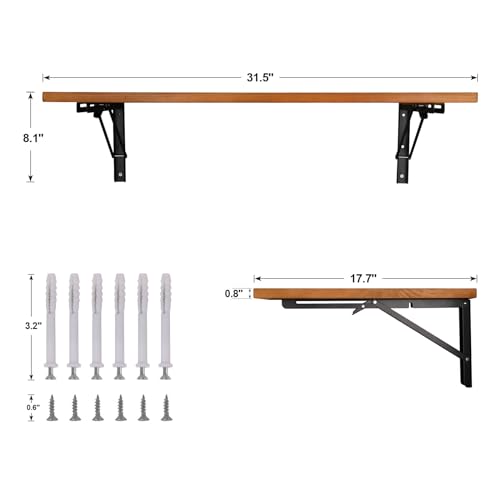 Natural Pine Wood Wall Mounted Folding Table 39 Inch Z46587