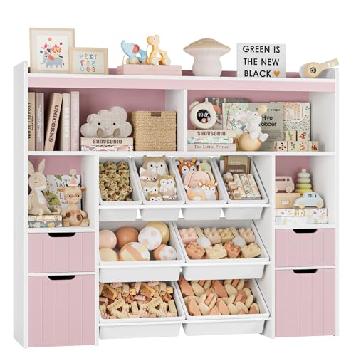 Pink Toy Storage Organizer with Drawers and Removable Bins U241
