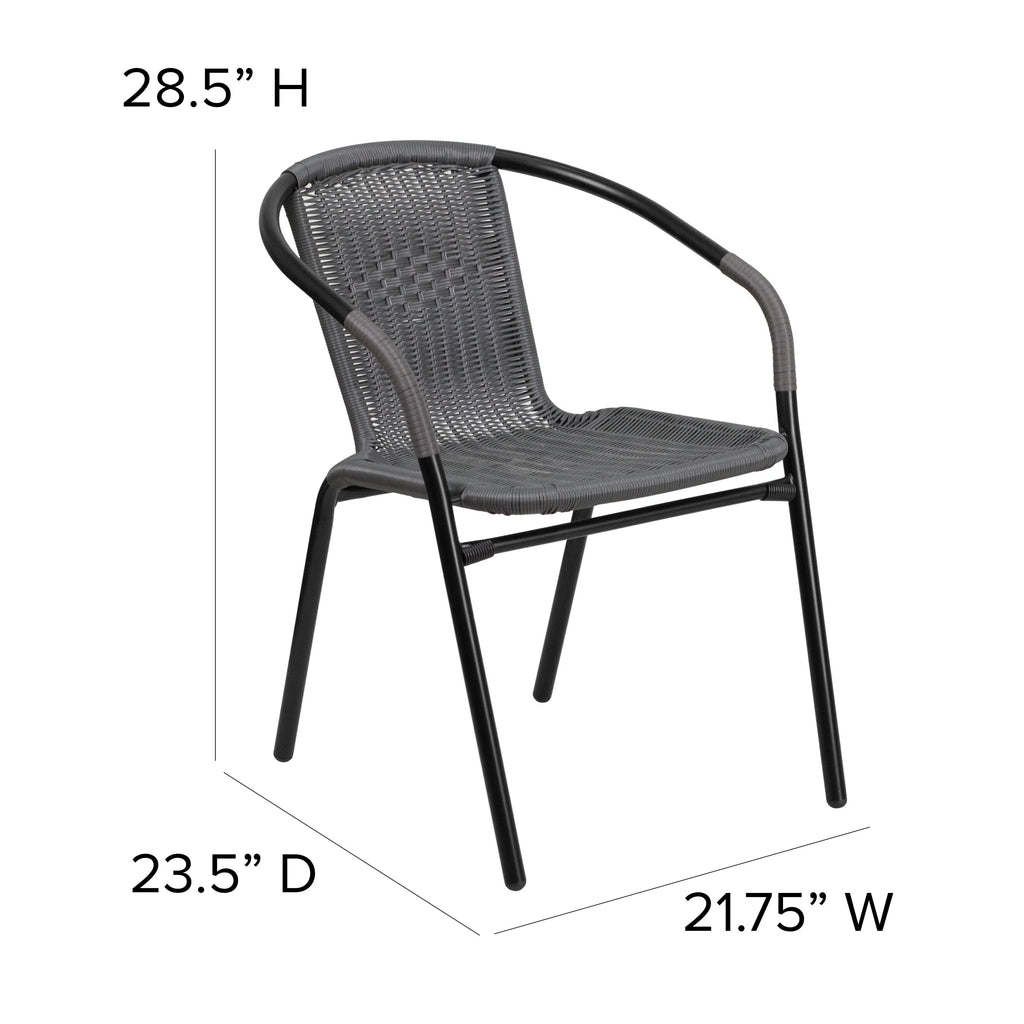 2 Pack Gray Rattan Stack Chair E6873