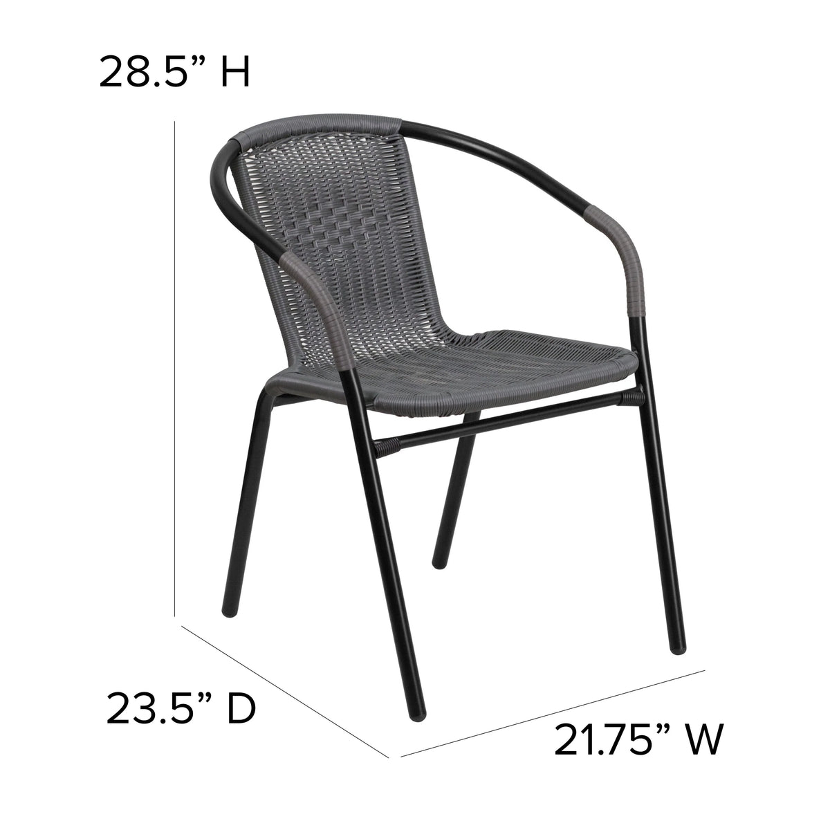 2 Pack Gray Rattan Stack Chair E6873