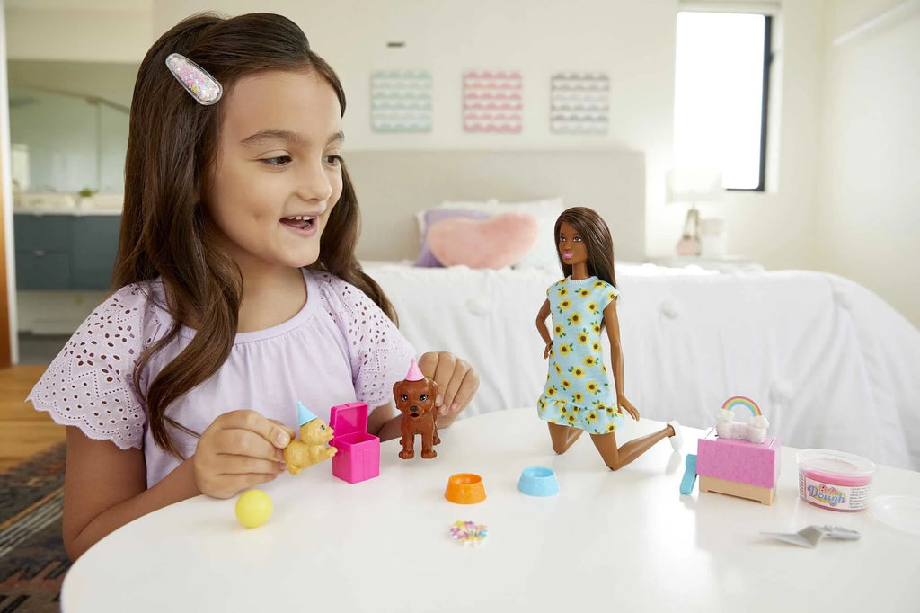 Brunette Doll & Playset with 2 Puppies, Cake Molds, Dough & Accessories Z108506