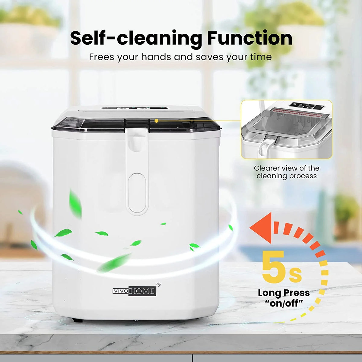Portable Countertop Ice Maker with Handle, 26lbs/Day, White A121764