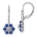 14k White Gold Sapphire and Diamond Earrings C377