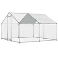Chicken Coop Large Metal Run for 20 Chickens Walk in Poultry Cage Hen House with Waterproof Cover L204