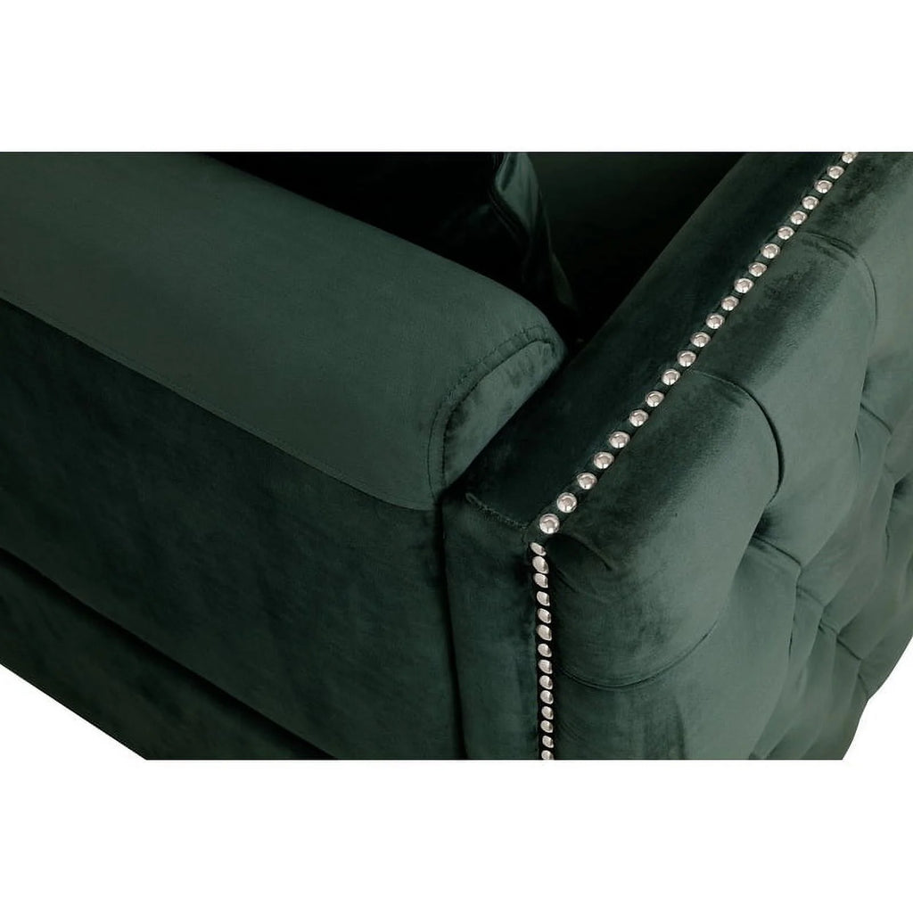 Green Velvet Accent Chair with Pillow C9271