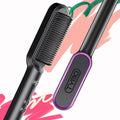 Black Hair Straightener Brush with Built-in Comb L69251