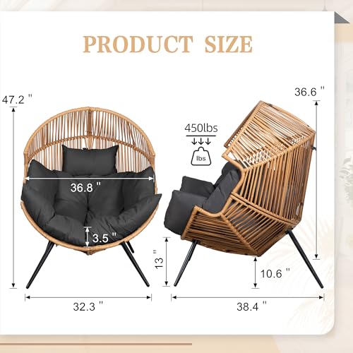 Oversized PE Rattan Wicker Egg Chair with Cushion P2051