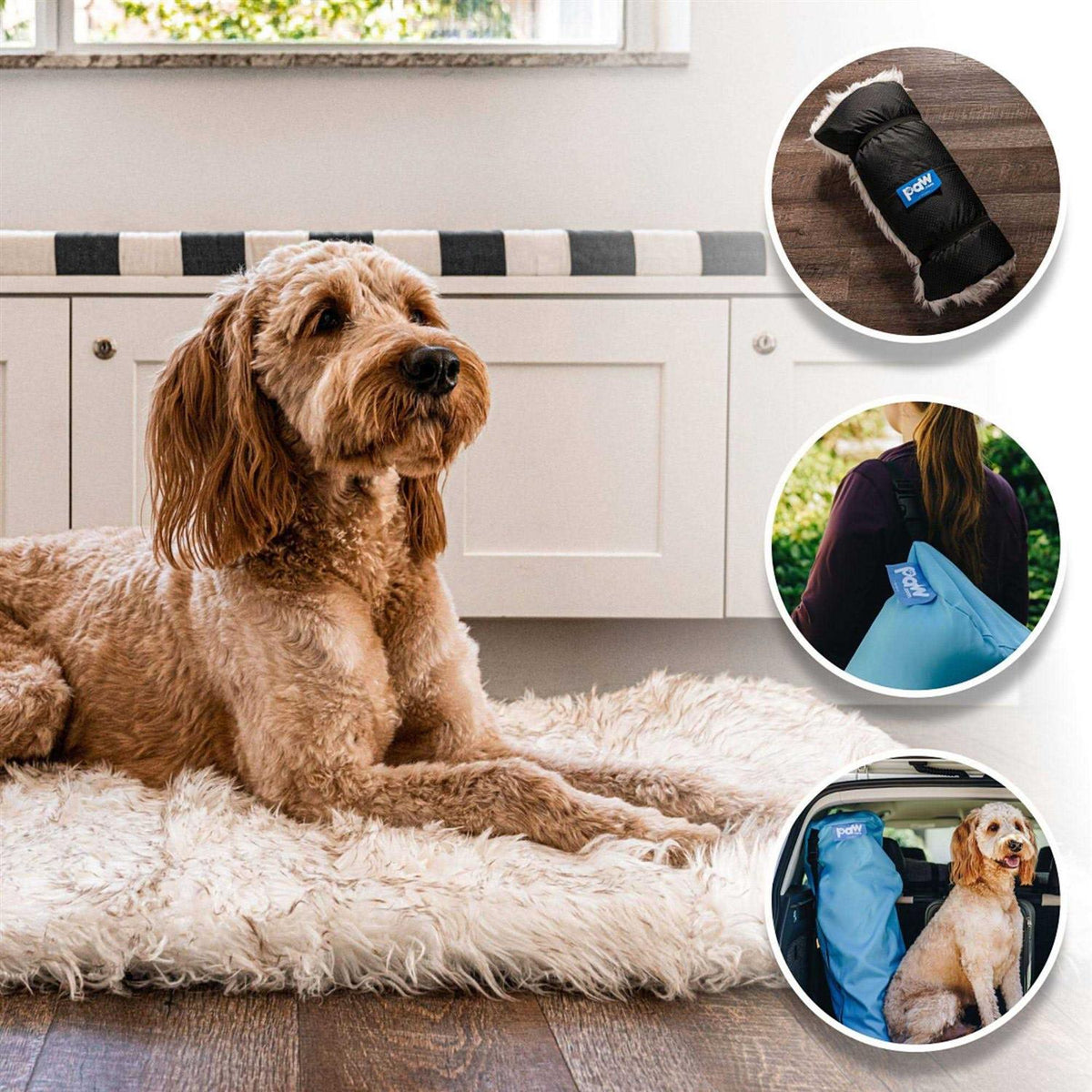 White Portable Orthopedic Dog Bed Z1762