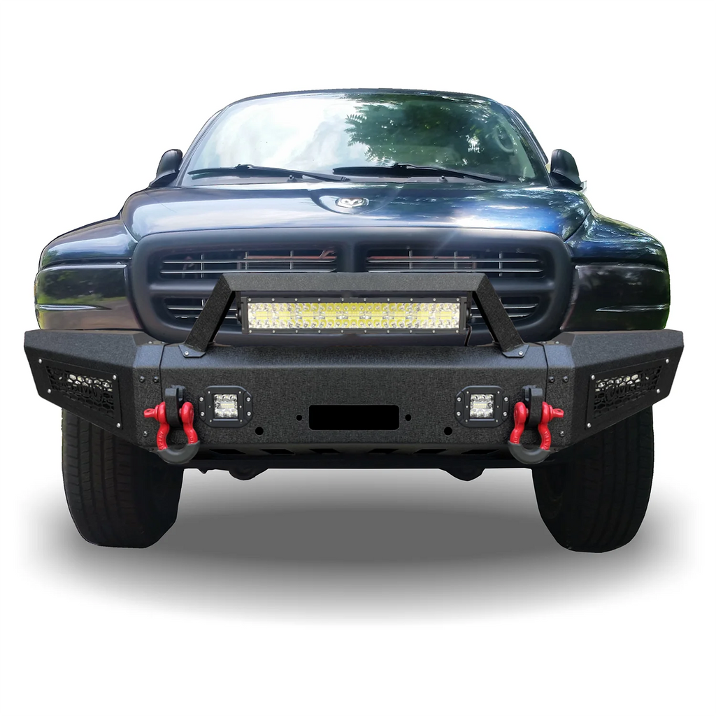 Black Steel Front Bumper with Winch Plate and LED Lights Z74761