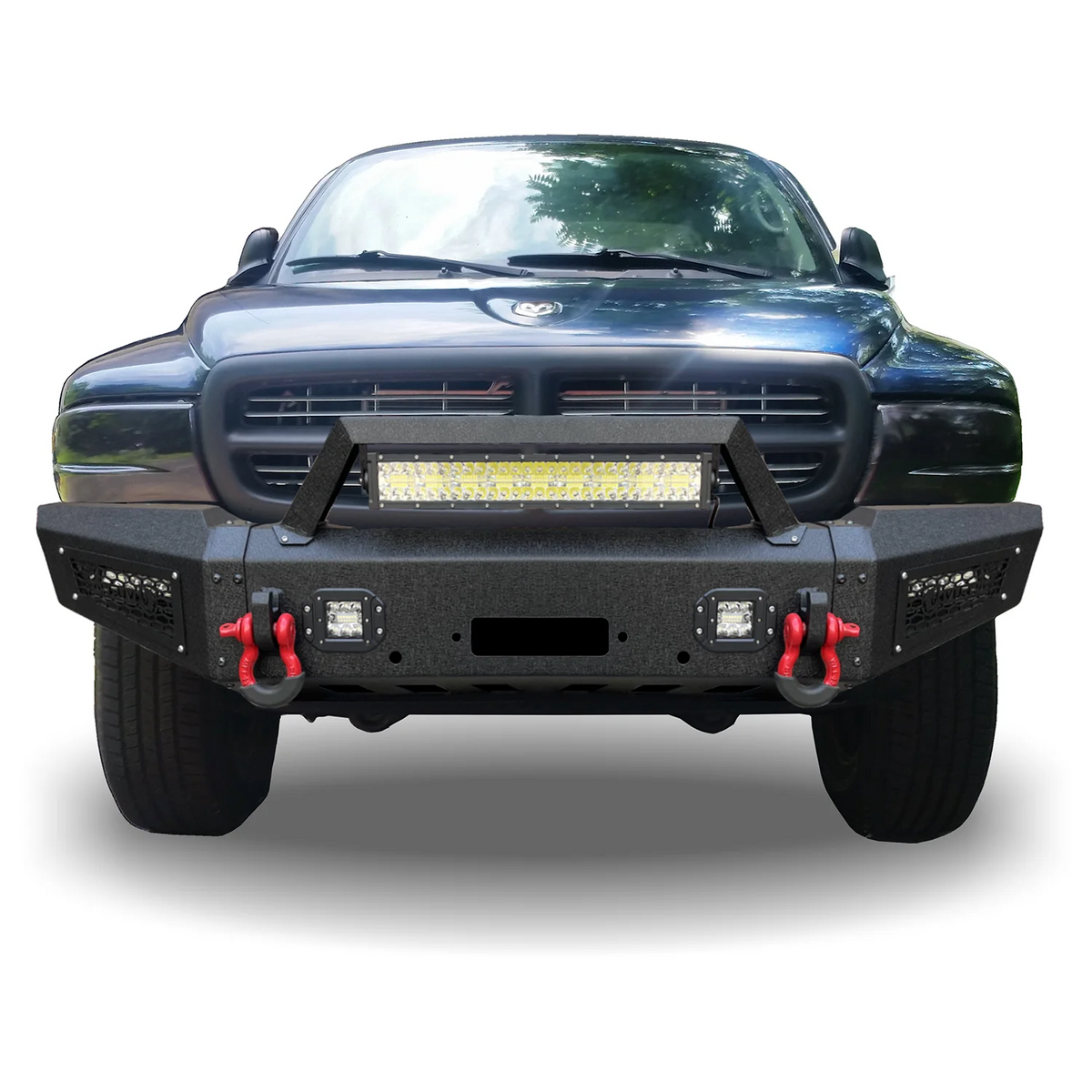 Black Steel Front Bumper with Winch Plate and LED Lights Z74761