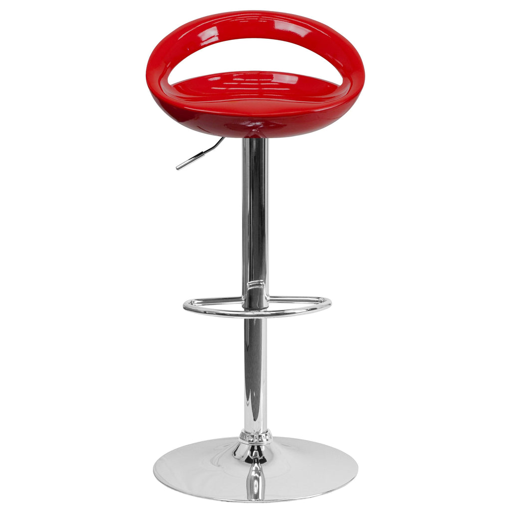 Silver Plastic Adjustable Height Barstool with Chrome Base W845664