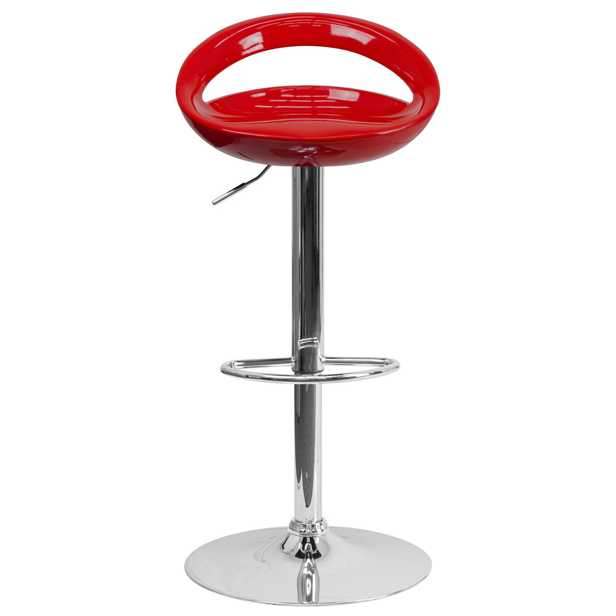 Silver Plastic Adjustable Height Barstool with Chrome Base W845664
