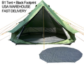 Waterproof 13.2ft/4M Green B1 Bell Tent with Black Footprint H9729