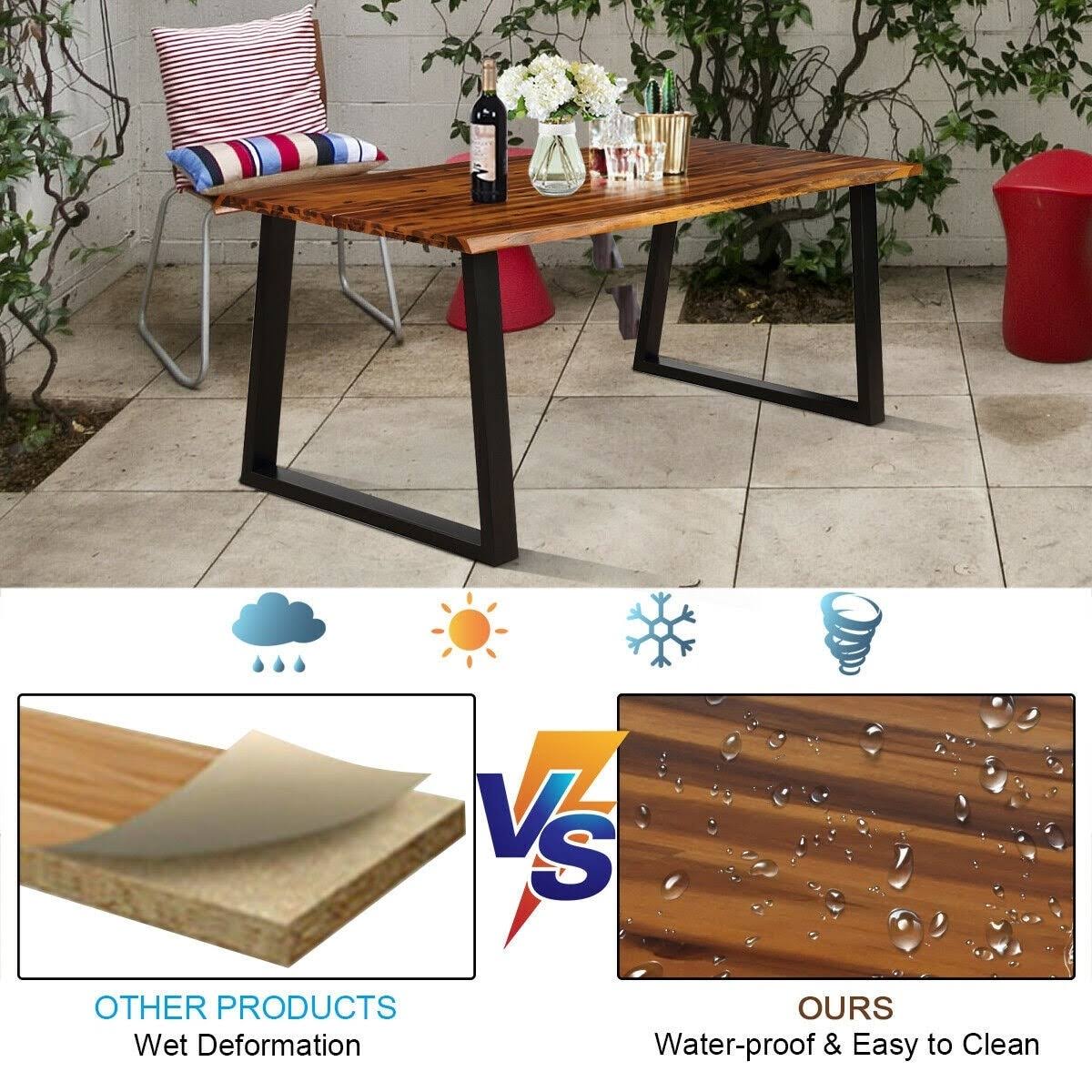 Brown Rectangular Acacia Wood Dining Table R3002